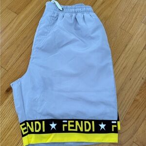Fendi Gray and Yellow Shorts medium men